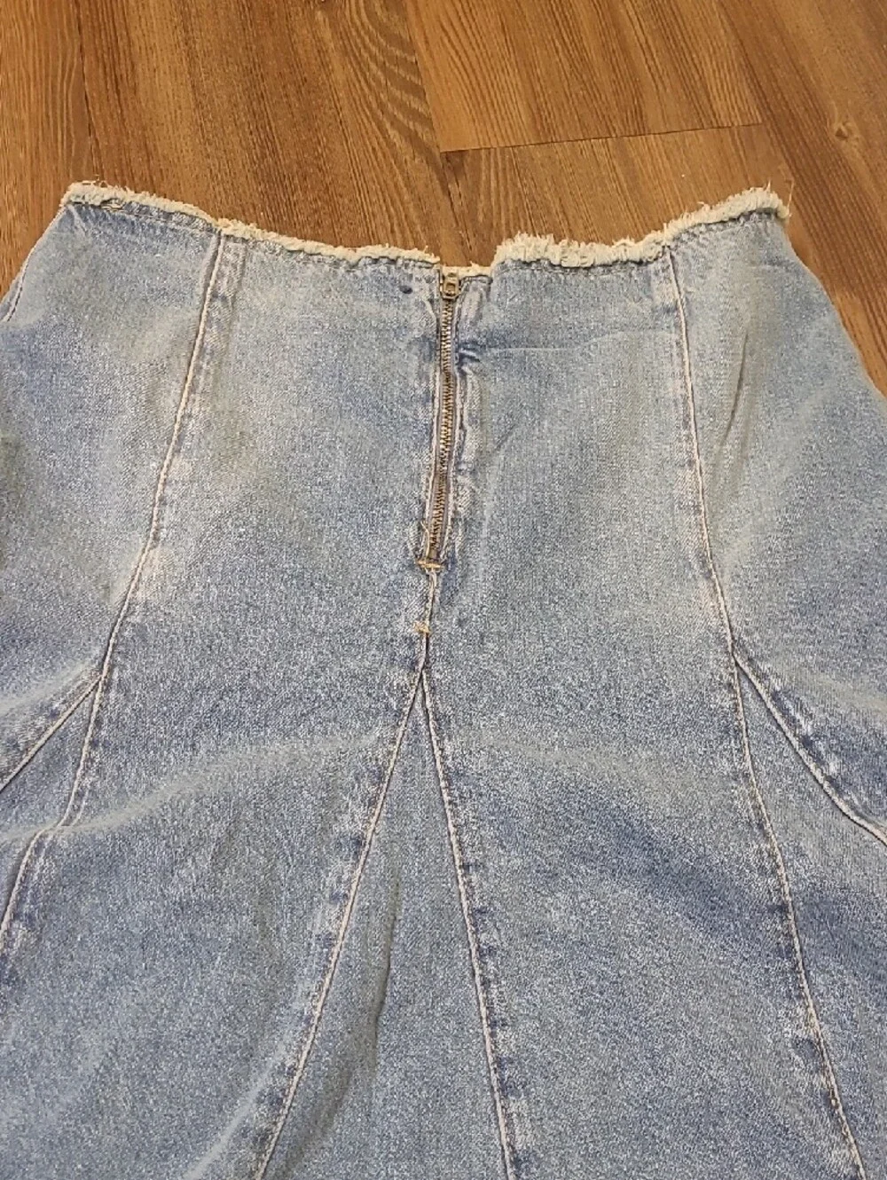 Mango Light Blue Panelled Denim A-Line‎ Skirt